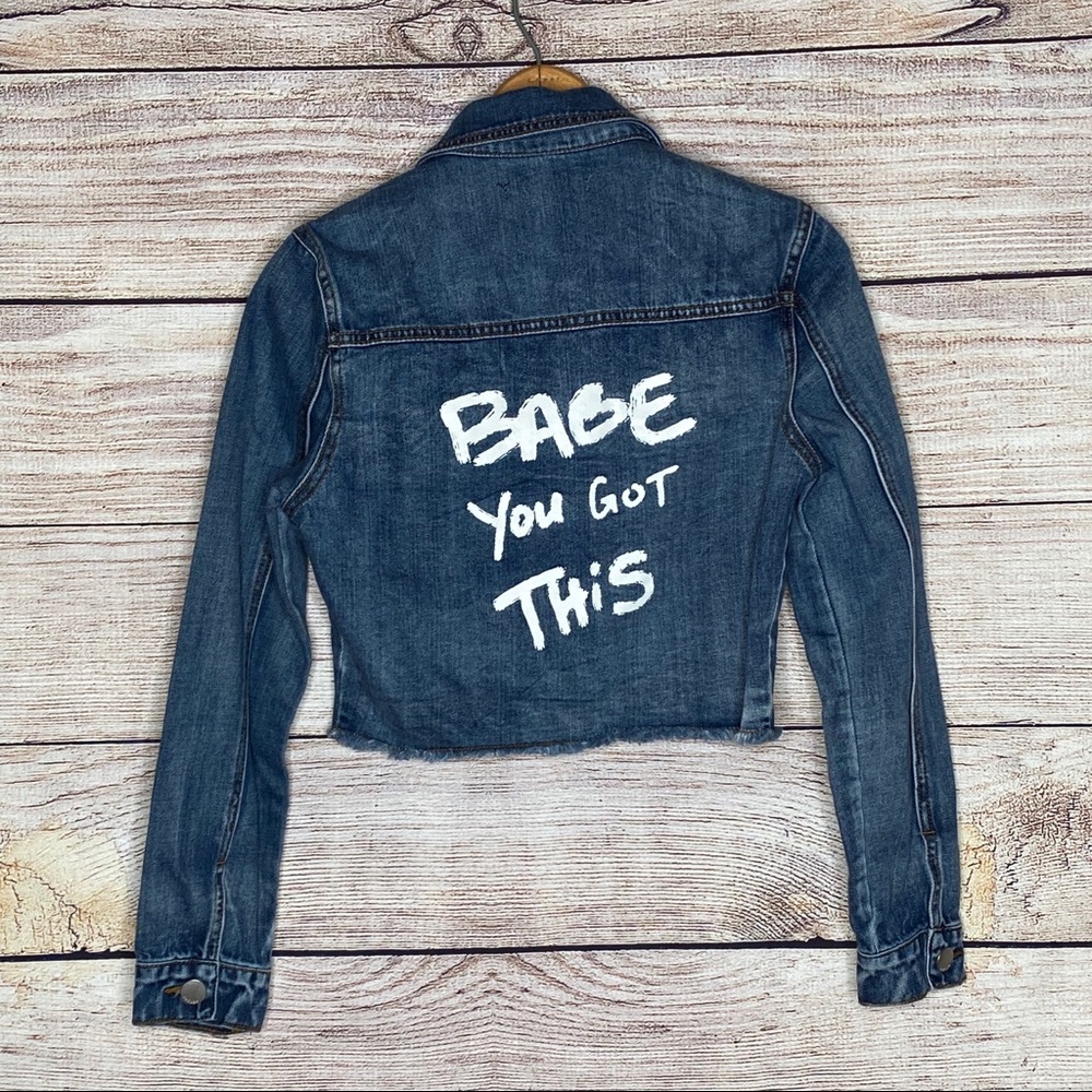 Refuge “Babe You Got This” Denim Blue Jean Jacket
